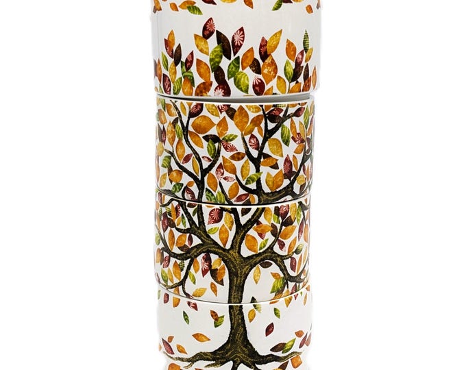 Featured listing image: Vintage Pier 1 Imports Stoneware Mugs: Autumn Tree Stackable Tea Cups, 4-Piece Set