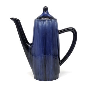 Vintage Blue Mountain Pottery Coffee Pot Drip Glaze | 1970s Mid Century Modern Cobalt Ceramic Pitcher | Canadian MCM Art Pottery