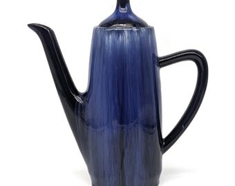 Vintage Blue Mountain Pottery Coffee Pot Drip Glaze | 1970s Mid Century Modern Cobalt Ceramic Pitcher | Canadian MCM Art Pottery