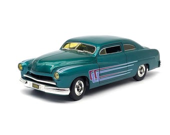 ERTL American Muscle 1951 Mercury Chopped Coupe 1:18 Diecast Model Car Teal Purple | Opening Hood Doors & Steering | Vintage Auto Decor