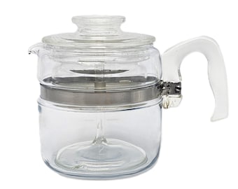 Vintage 1950s Pyrex Flameware Glass | Coffee Tea Pot Percolator Complete | Pyrex 7754-B 4 cups | Glass Coffee Pot Carafe