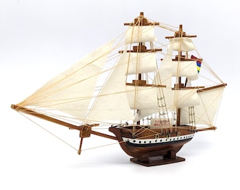 Vintage Mauritius Ship Model: Handmade Nautical Decor Collectible