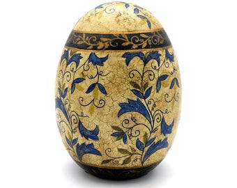 Vintage Ceramic Egg Hand Painted | Large Display Egg Home Decoration Pottery Egg | Decorated Egg Floral Decor Egg | Decorative Egg 8”