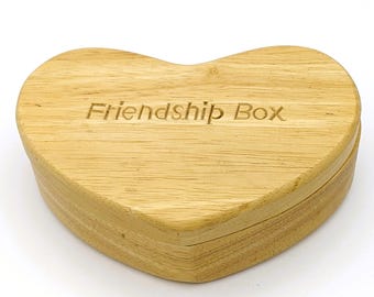 Vintage Wooden Friendship Box Heart Shaped | Oak Wood Heart Shape Box Friendship Box Handmade Gift Heart Box Jewelry Trinket Box