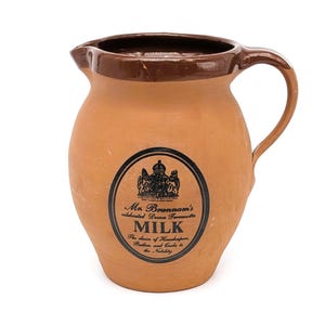 Mr Brannams Terracotta Milk Jug with Royal Warrant | Vintage Rustic Farmhouse Kitchenware or Table Decor | Milk Creamier Jug Made in England