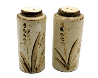 Salt and Pepper Shakers West Germain Pottery Mid-Century | Wheat Harvest Design Salt & Pepper Pot | Retro Farmhouse Rustic Country Decor