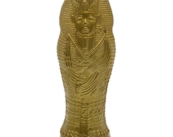 Tutankhamun Glass Vase in Gold Tone | Vintage Hand Blown Luxor Las Vegas Egyptian Drinking Glass or Vase | Egyptian Home Decor Golden Vase