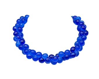 Vintage Blue Lucite Statement Choker Necklace | Multistrand Cobalt Bubble Beads 14 3/4 in (37.5 cm) | Mid Century Costume Jewelry Gift Ideas