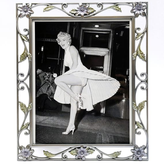 Vintage Marilyn Monroe Subway Scene: Pewter Floral Picture Frame