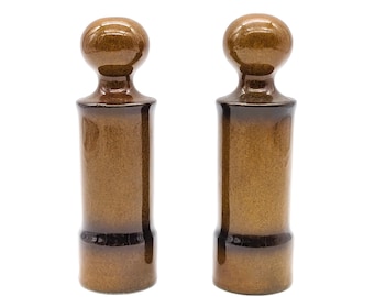 W. Germany Salt and Pepper Shakers Set | Brown Ceramic Shakers by W. Goebel Grinders Mill Shape | 70s Vintage Germain Pottery Shakers