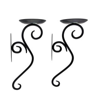 Vintage Metal Wall Candle Holder Set of 2 | Partylite Black Metal Candle Stand Wall Sconce Pair | Scroll Wall Hanging Candle Wall Decor