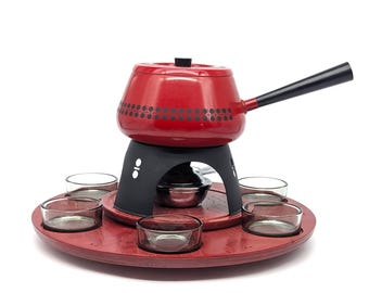 1970s Red Lazy Susan Fondue Set: Vintage Retro Entertaining - Eaton's Canada