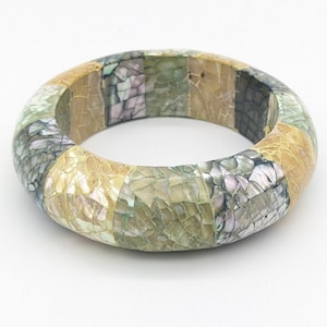 Bracelet Mother of Pearl Mosaic Bangle Bracelet Philippines Handmade Iridescent Bracelet Shell Boho Chic Vintage Shell Jewelry Gift