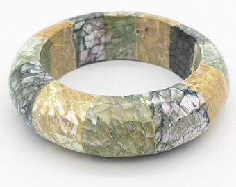 Bracelet Mother of Pearl Mosaic Bangle Bracelet Philippines Handmade Iridescent Bracelet Shell Boho Chic Vintage Shell Jewelry Gift