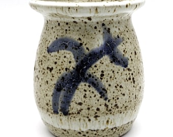 Vintage Rustic Stoneware Vase | Handmade Speckled Pottery Jar | Blue Mountain Artisan Guild BMAG | 1960s-70s Retro | Unique Farmhouse Decor