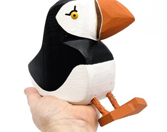 Ralph Ericksons Folk Art Puffin Figurine | Hand Carved Painted Wood Bird Sculpture | Vintage Canadian Folk Art Decor | Unique Home Gift Idea