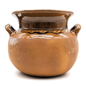 Olla de barro mexicana antigua / Olla de barro rústica con asas / Jarrón decorativo mexicano hecho a mano o decoración de centro de mesa