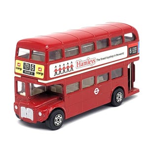 1985 Corgi Red London Double Decker Bus | Vintage Hamleys Retro Collectible Diecast England Bus Toy Car| English 2-Floor Bus Miniature Decor