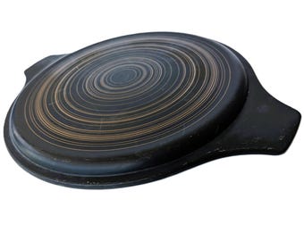 Vintage 1960s Pyrex Terra Lid / Base for Casserole Round | Matte black Antique Collection Item 470 and Kitchenware Corning Glass