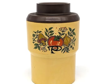 Vintage 1970s Sterilite Collectible Spice of Life Pepper Shaker | Yellow & Brown Mushroom Tomato Onion Design | Rare Retro Replacement Piece