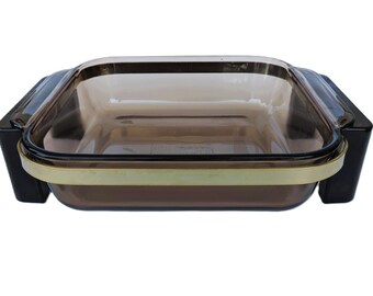 Pyrex Amber Baking Dish 222r With Stand Cradle | Corning Baking Pan Brown Pyrex With Pedestal | Vintage  Pyrex Rare Find