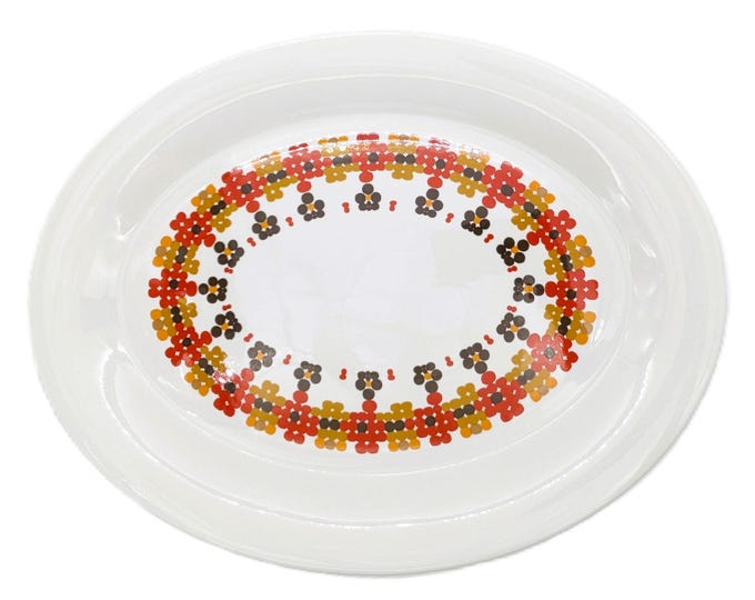 Featured listing image: Vintage Royal Doulton Kaleidoscope Platter: Mid-Century Modern Orange Serving Plate