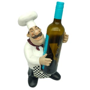Italian Chef Wine Bottle Holder: Whimsical Kitchen Decor Vintage