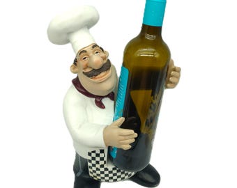 Italian Chef Wine Bottle Holder: Whimsical Kitchen Decor Vintage