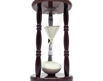 Vintage 35-Minute Sand Timer Mahogany Finished Wooden | 8 In Decorative Hourglass | Timepiece Home Office Décor | Antique Style Sandglass