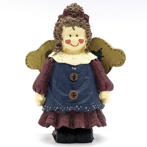 Handmade Vintage Angel Figurine Charming Resin Country Figure Collectible Gift Rustic Decor 4&quot; Statue Hand Painted Doll Deco Girl Shelf