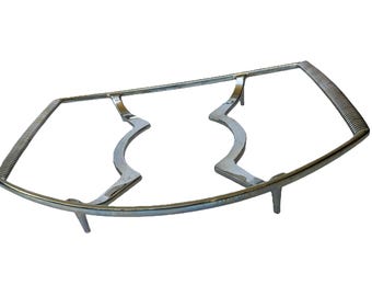 Vintage Corning Ware  - Silver Metal Serving Stand | Rare Antique Metal Pyrex Trivet | Platinum Cradle P-9 M-1 Pyrex Stand
