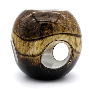 Glass Vase Hand Blown Glass Spherical Window Vase Tortoise Shell Art Glass Votive Candle Holder and Glass Vase Mid Century Modern Home Decor