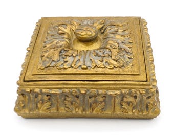 Hand Painted Gold Trinket Box Antique Rococo Style Ornate Jewelry Box Velvet Lining Case Home Decor Storage World Bazaars Box Decorative