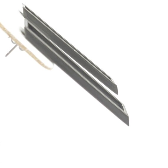 Vintage Gray Enamel Rectangular Earrings: Moderni… - image 5