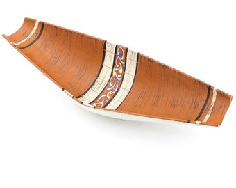 1970s West Germany Bowl Carstens Tönnieshof Unmarked | Mid-Century Modern Pottery Plate Long Boat Shaped Orange Brown Carstens Fat Lava Vase