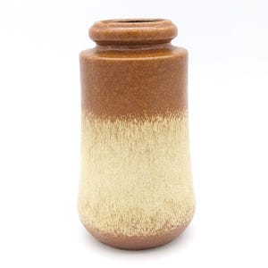 1970s Vase W. Germany Pottery Beige Brown | Vintage Vase W. Germany Mid Century Modern Vase | Cylinder Vase Earthy Tone Home Decor