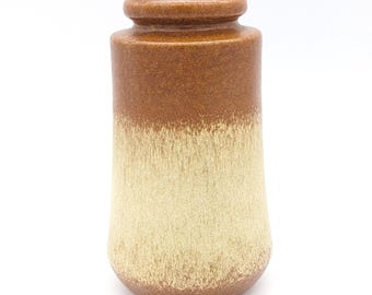 1970s Vase W. Germany Pottery Beige Brown | Vintage Vase W. Germany Mid Century Modern Vase | Cylinder Vase Earthy Tone Home Decor