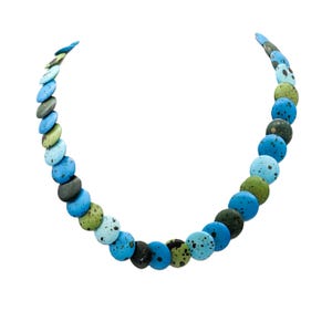Vintage Turquoise Color Beaded Choker Necklace | Vibrant Colors Choker Blue Green Boho Necklace | Unique Fun Necklace Adjustable Length