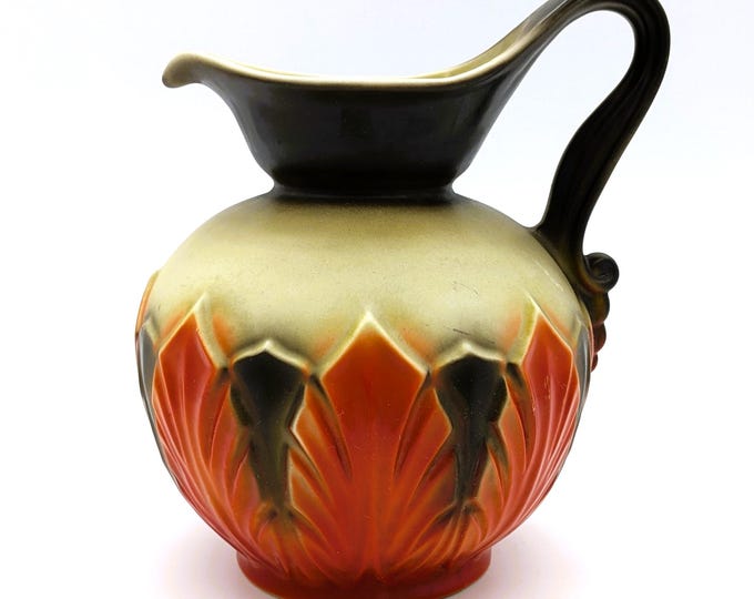 Featured listing image: Antique Mosa Maastricht Verdi Vase: Dutch Art Deco Ceramic Pitcher