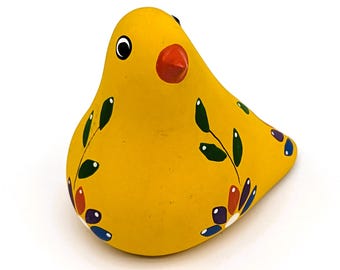 Costa Rica Bird Figurine by Gloria a Dios | Handmade Tropical Yellow Cute Bird Pottery| Folk Art Decor Collectible | Vibrant Ethnic Art Gift