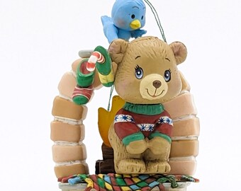 Cute Vintage Care Bear Ornament Adorable Bird Festive Chimney Decor Christmas Tree Retro 90s Holiday Decoration Gift Xmas Bulb Mini Figure
