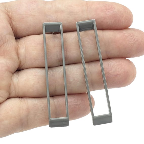 Vintage Gray Enamel Rectangular Earrings: Moderni… - image 10