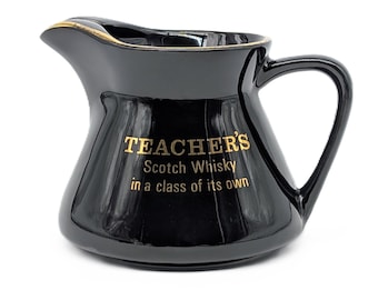 1970s Teacher's Scotch Whisky Jug by Wade | Black & Gold Barware