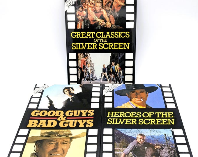 Featured listing image: 3 Books World of Movies Collection | Coffee Table Books Heroes Silver Screen | Good Guys Bad Guys Book | Classics Silver Screen Home Decor