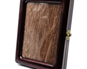 Picture Frame with Built-in Photo Album Vintage Mahogany 5x7 41 Photos | Danish Modern Style Wooden Photo Frame and Album Round Corners