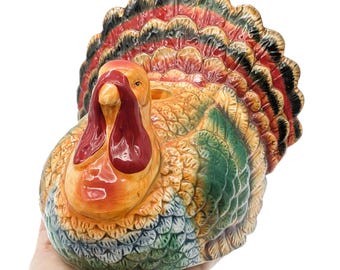 Turkey Candle Holder Ceramic Figurine | Colorful Turkey Bird Candlestick Holder | Vintage Turkey Porcelain Statue | Kitchen Farmhouse Décor