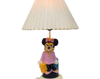 Rare 1980s Minnie Mouse Lamp w/ Shade | Aristocrats Walt Disney Productions Table Lamp | Vintage Cartoony Decor | Rare Collectible Lighting
