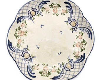 Rare Plate Zeller Keramik 'Favorite' Floral | Handmade Unique Scalloped Design Plate Zeller | 1950s German Pottery Collectible Plate Display