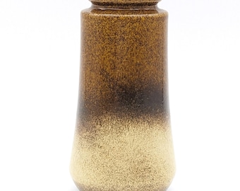 1970s Small Vase W Germany Pottery Beige Brown | Mid Century Modern Vase Fat Lava Vase W. Germany | Earthy Tone Cylinder Vase Home Decor