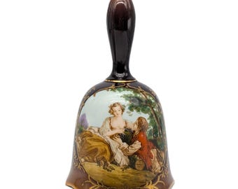 Vintage Porcelain Musical Bell- Boucher Rococo Lovers Scene, Sankyo Movement